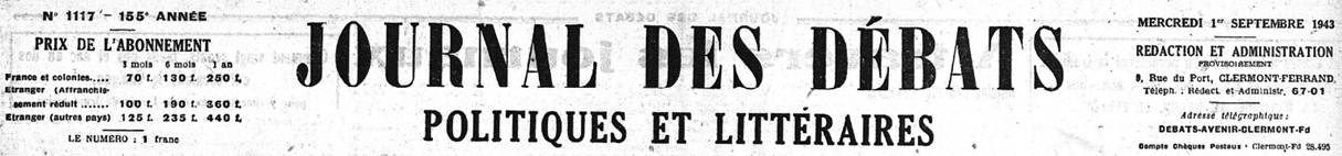 JOURNAL DES DEBATS