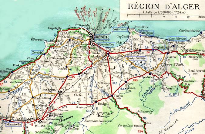 Carte Michelin Alger - 1940