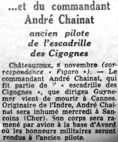 Mort d'Andr CHAINAT - Le Figaro - 7 novembre 1951