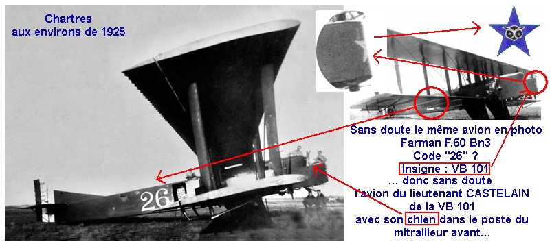 FARMAN F.60 Bn3 du Lieutenant CASTELAIN vers 1925  CHARTRES