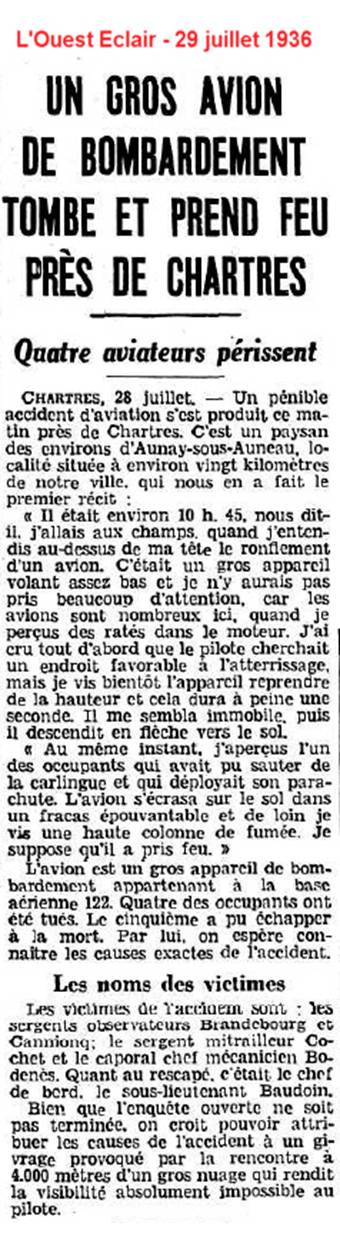 Coupure de journal BA 122