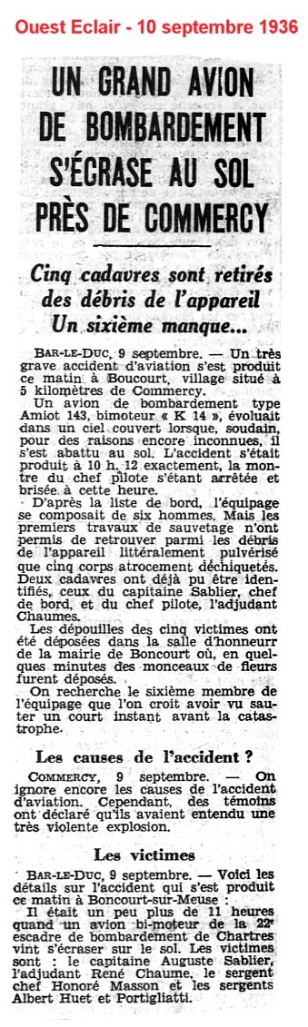 Coupure de journal BA 122
