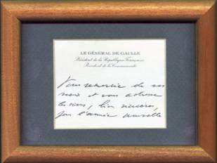 Voeux manuscrits du Général de Gaulle