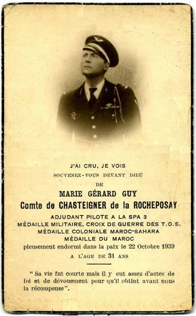 Mort de Marie Grard Guy, comte de CHASTEIGNER de la ROCHEPOSAY