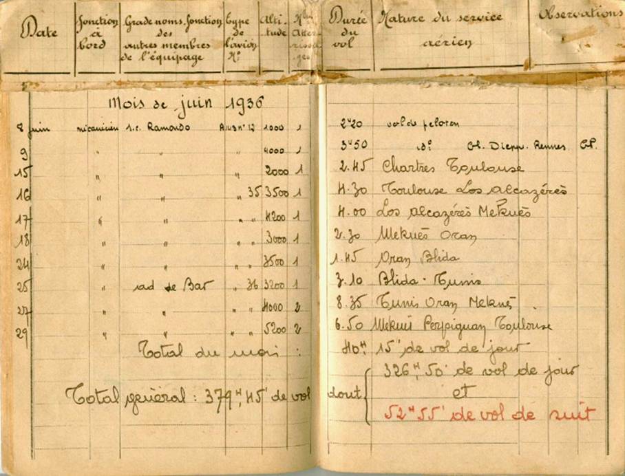 Carnet de vol du sergent Pierre Bourguignon - 22me RABN