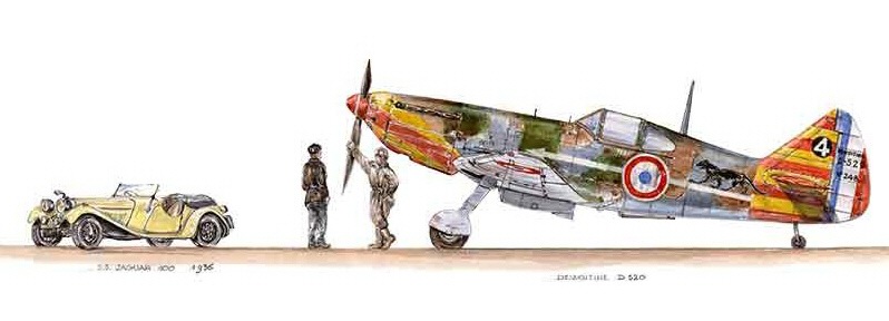 Aquarelle de Jean Bellis - Dewoitine D.520