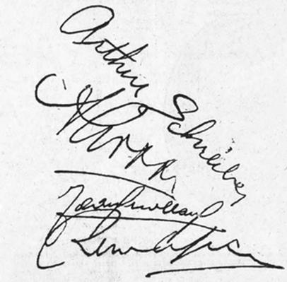 Autographes SCHEIBER - LOTTI - ASSOLLANT - LEFEVRE