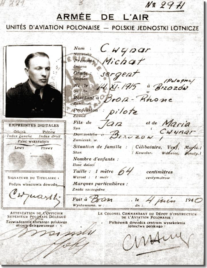 Carte d'identification de Michal CWYNAR