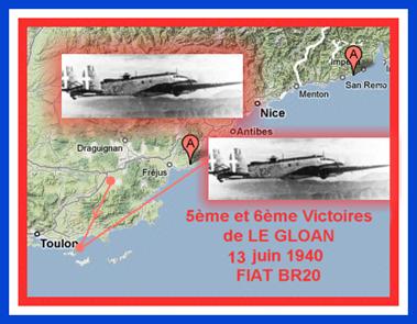 Agay - 2 Fiat BR 20 "Cigogna" 5me et 6me victoires de Le Gloan  - 13 juin 1940
