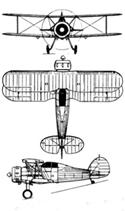 Schma 3 vues du Gloster Gladiator - Biplan anglais