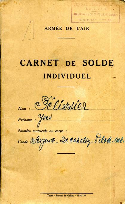 Carnet de solde individuel de Robert Plissier