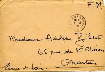 Lettre de Joseph BIBERT  son pouse du 11 novembre 1939