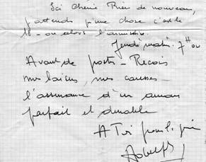 Lettre de Joseph BIBERT  son pouse du 9 novembre 1939
