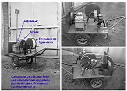 Mine de Mairy 1980 01.jpg: Mine de Mairy - Campagne de sécurité - Charrette de tir