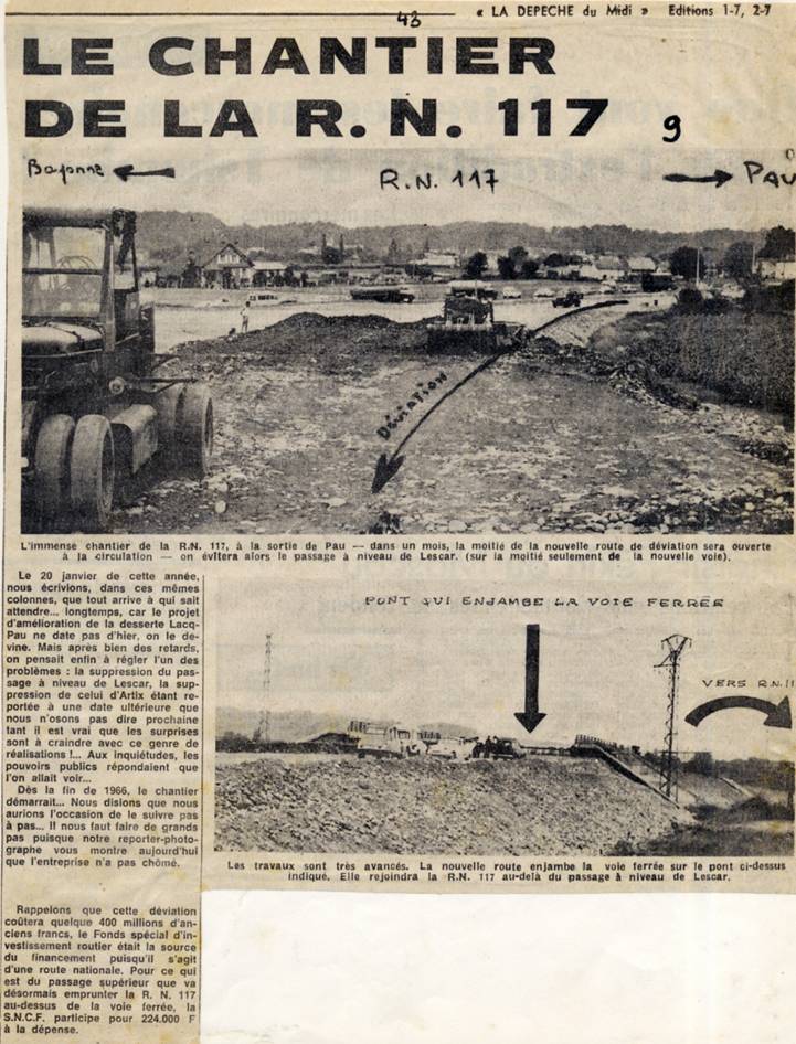 Pau - Chantier de la RN 117 - 1967