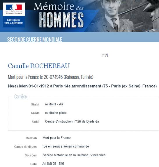 Camille ROCHEREAU - Mmoire des Hommes