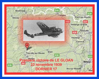 Bras sur Meuse - Dornier 17 - 1re victoire de Le Gloan - 23 novembre 1939
