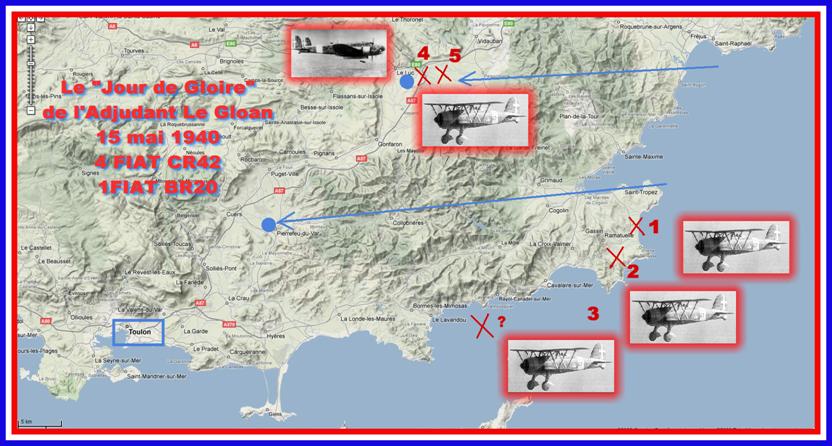 Le Jour de gloire de Le Gloan - 4 Fiat CR 42 et 1 BR 20 italiens abattus au dessus du Luc et de Saint-Tropez