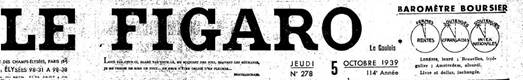 Le Figaro du 5 octobre 1939