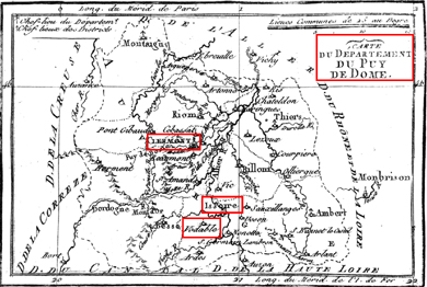 Carte des Monts d'Auvergne 